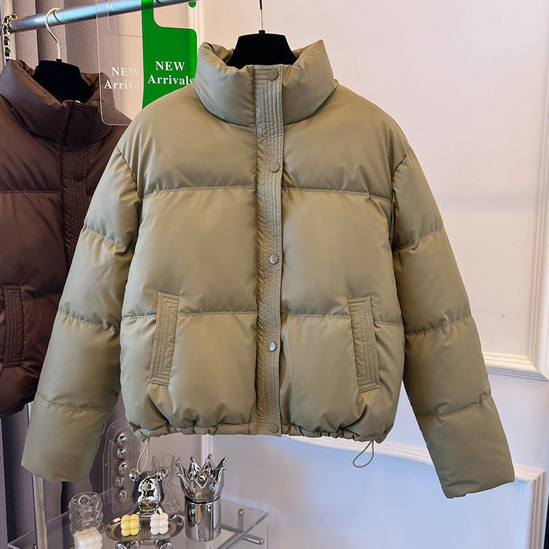 Women's Thickening Stand Collar PU Leather Disposable Cotton-padded Jacket