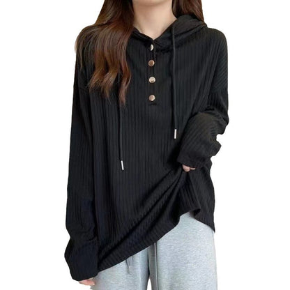 Plus Size Women's Hooded Sweatshirt Long Sleeve T-shirt